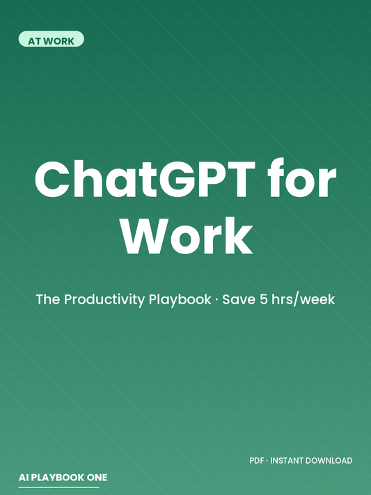 ChatGPT for Work Productivity Playbook cover — save 5 hours a week with AI at work (PDF ebook)