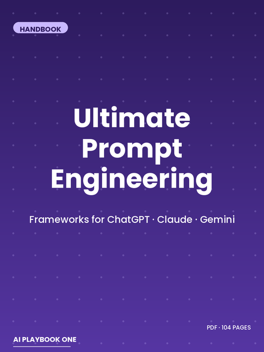 Ultimate Prompt Engineering Handbook cover — frameworks for ChatGPT, Claude, and Gemini (PDF)