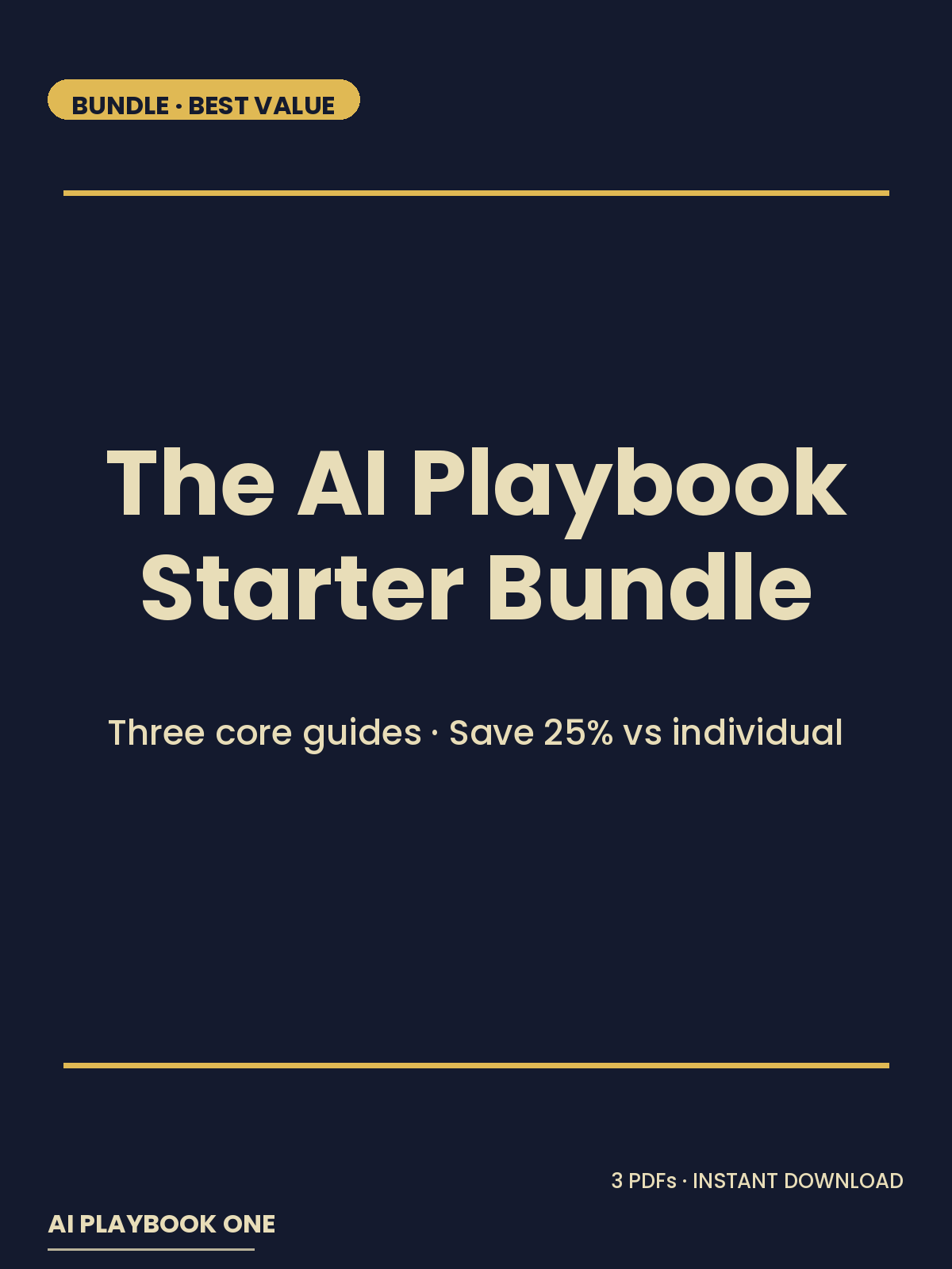 AI Playbook Starter Bundle cover — three core AI guides for beginners going pro (PDF bundle)