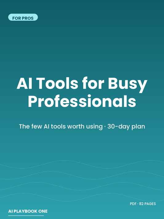 AI Tools for Busy Professionals cover — the few AI tools worth using with 30-day plan (PDF ebook)